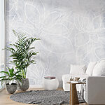 Fotobehang Wit bloemenpatroon op een witte achtergrond