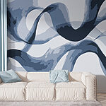 Fotobehang Blauwe en witte swirls
