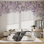 Fotobehang Rij paarse bloemen