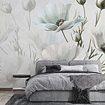 Fotobehang Groep witte bloemen