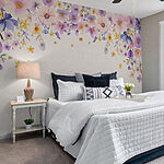 Fotobehang Groep bloemen op witte achtergrond