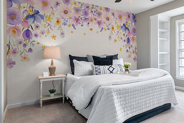 Groep bloemen op witte achtergrond Fotobehang Groep bloemen op witte achtergrond