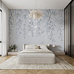 Fotobehang Delicate bloemen met zachte vlinders
