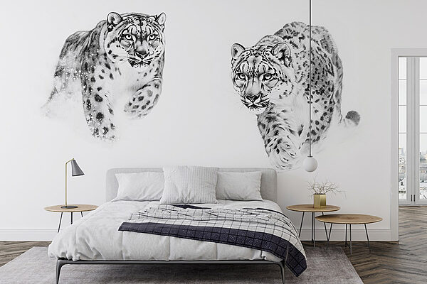 Paar rennende jachtluipaarden Fotobehang Paar rennende jachtluipaarden