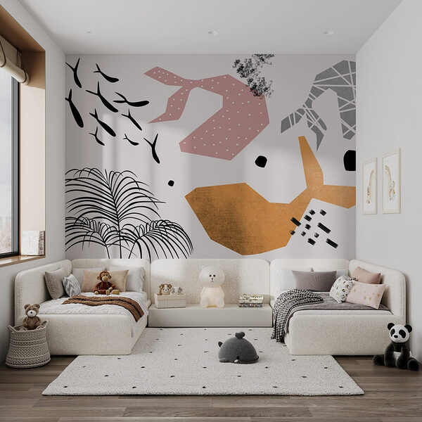 Groep van verschillende vormen en kleuren Fotobehang Groep van verschillende vormen en kleuren