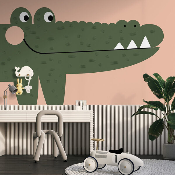 Cartoon van een krokodil Fotobehang Cartoon van een krokodil