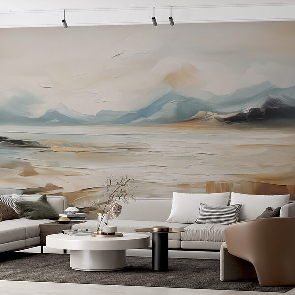 Schilderij van een woestijnlandschap Fotobehang Schilderij van een woestijnlandschap