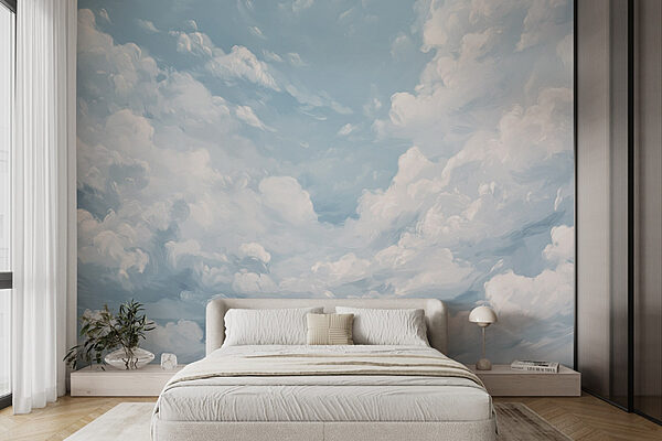 Blauwe lucht met wolken Fotobehang Blauwe lucht met wolken