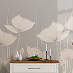 Fotobehang Witte bloemen met lange stelen