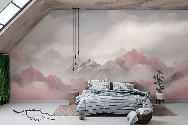 Bergketen met wolken Fotobehang Bergketen met wolken