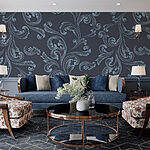 Fotobehang Patroon van swirls op een blauwe achtergrond