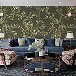 Fotobehang Patroon van swirls op een groene achtergrond