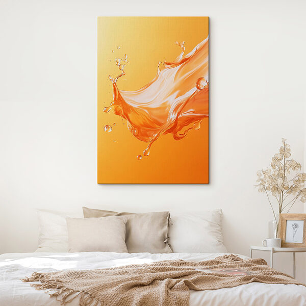 Dynamische splash van levendige oranje vloeistof Canvas Schilderijen Dynamische splash van levendige oranje vloeistof