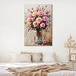Canvas Schilderijen Schilderij van een boeket roze rozen