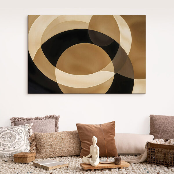 Vloeiende rondingen op een donker canvas Canvas Schilderijen Vloeiende rondingen op een donker canvas