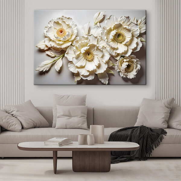 Groep witte bloemen Canvas Schilderijen Groep witte bloemen