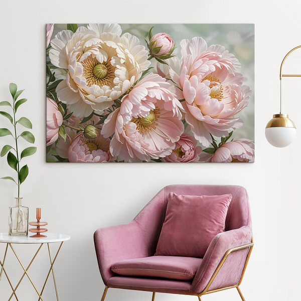 Delicate bloemen in zachte pasteltinten Canvas Schilderijen Delicate bloemen in zachte pasteltinten