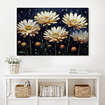 Canvas Schilderijen Groep bloemen met waterdruppels