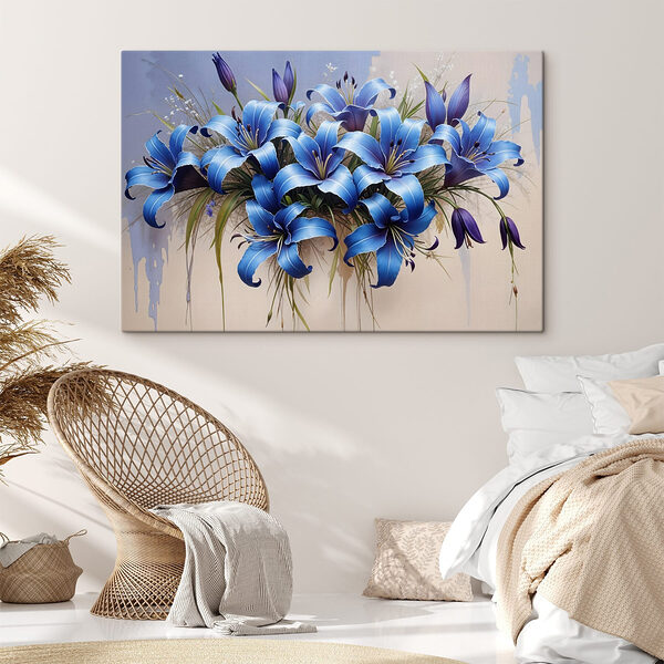 Groep blauwe bloemen Canvas Schilderijen Groep blauwe bloemen