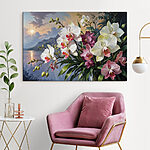 Canvas Schilderijen Schilderij van bloemen in een vaas