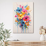 Canvas Schilderijen Schilderij van bloemen op een witte achtergrond