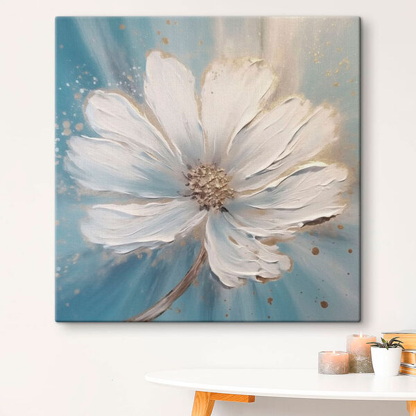 Schilderij van een witte bloem Canvas Schilderijen Schilderij van een witte bloem