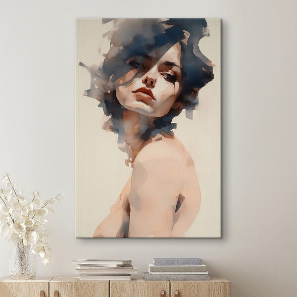 Vrouw met haar haar wapperend in de wind Canvas Schilderijen Vrouw met haar haar wapperend in de wind