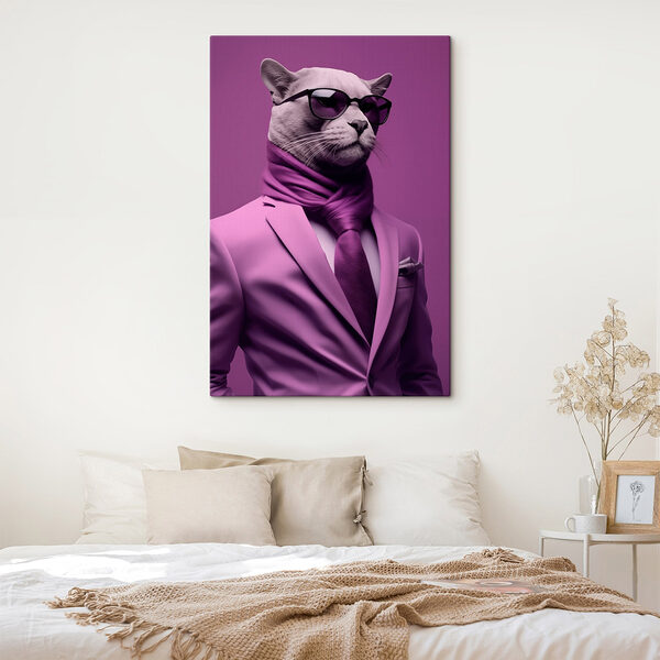 Kat in pak met zonnebril Canvas Schilderijen Kat in pak met zonnebril