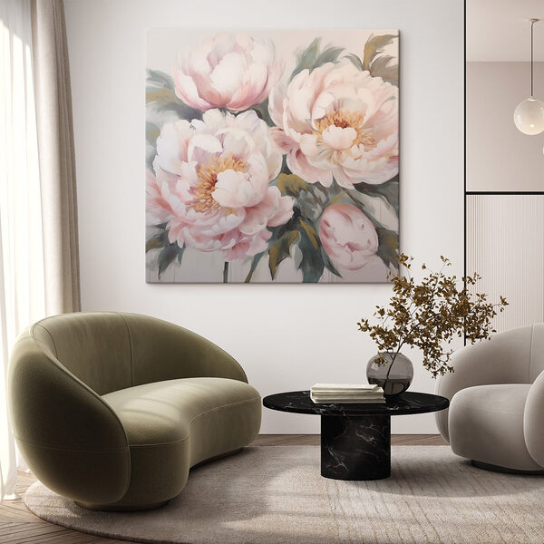 Schilderij van bloemen op een wit oppervlak Canvas Schilderijen Schilderij van bloemen op een wit oppervlak