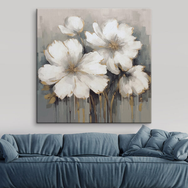 Schilderij van witte bloemen Canvas Schilderijen Schilderij van witte bloemen