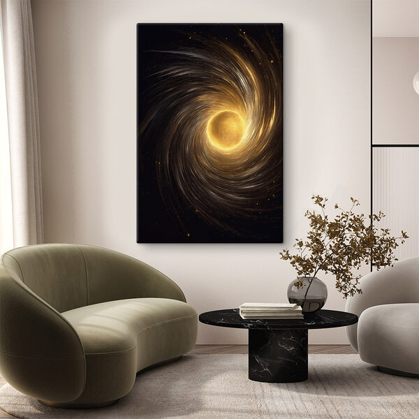 Gele cirkel in de ruimte Canvas Schilderijen Gele cirkel in de ruimte