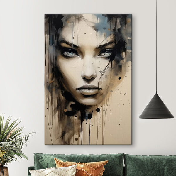 Schilderij van een vrouw’s gezicht Canvas Schilderijen Schilderij van een vrouw’s gezicht