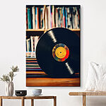 Canvas Schilderijen Record op een stapel records