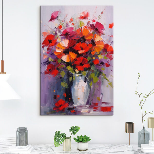 Schilderij van bloemen in een vaas Canvas Schilderijen Schilderij van bloemen in een vaas