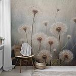 Fotobehang Delicate witte paardenbloemen in bloei