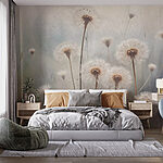 Fotobehang Delicate witte paardenbloemen in bloei