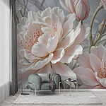 Fotobehang Delicate bloemen in zachte pasteltinten
