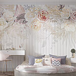 Fotobehang Witte en roze bloemen