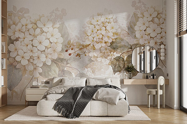 Serene bloesems in zachte tinten Fotobehang Serene bloesems in zachte tinten