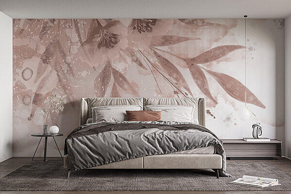 Delicaat gebloemd aquarelontwerp Fotobehang Delicaat gebloemd aquarelontwerp