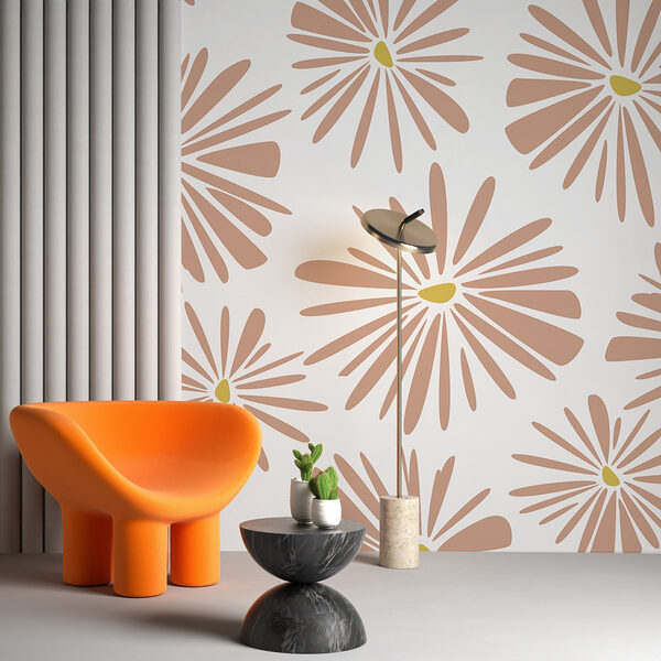 Bloemenpatroon op witte achtergrond Fotobehang Bloemenpatroon op witte achtergrond