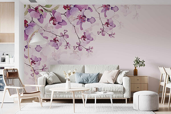 Delicate orchideeën in zachte tinten Fotobehang Delicate orchideeën in zachte tinten