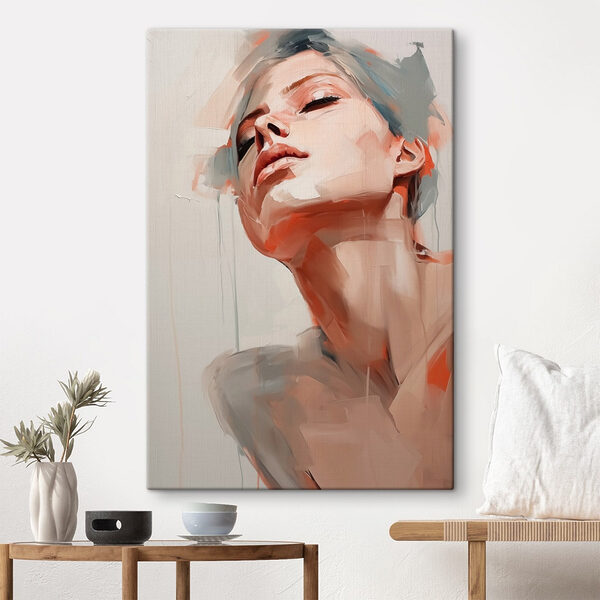 Schilderij van een vrouw’s gezicht Canvas Schilderijen Schilderij van een vrouw’s gezicht