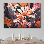 Canvas Schilderijen Schilderij van bloemen en bladeren