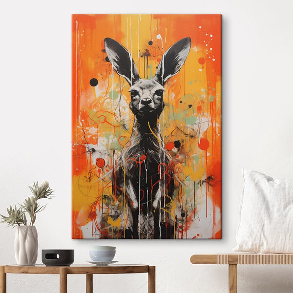 Schilderij van een kangoeroe Canvas Schilderijen Schilderij van een kangoeroe