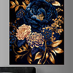 Canvas Schilderijen Elegant bloemmotief in diepe tinten