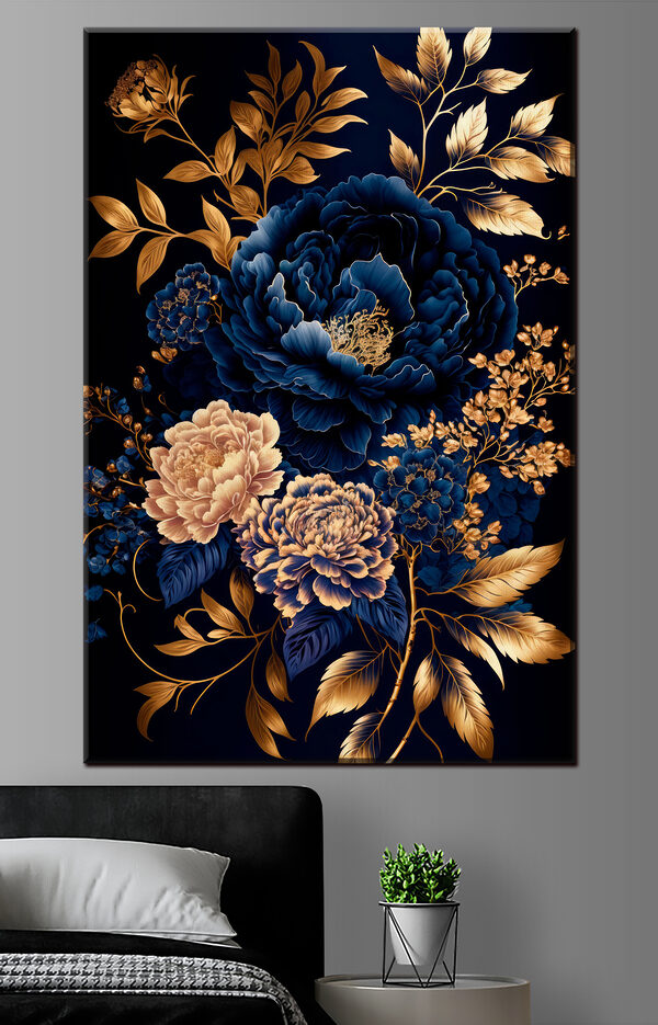 Elegant bloemmotief in diepe tinten Canvas Schilderijen Elegant bloemmotief in diepe tinten