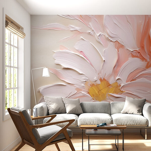 Schilderij van een bloem Fotobehang Schilderij van een bloem