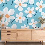 Fotobehang Patroon van witte bloemen
