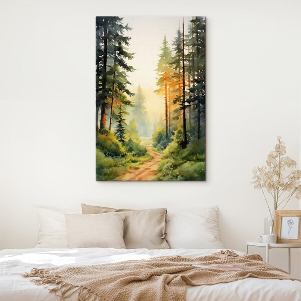 Aquarel van een bos Canvas Schilderijen Aquarel van een bos